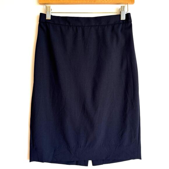 J Crew 365 Italian Wool Office Siren Skirt Sz 00 Navy Blue Professional Career - Picture 1 of 16